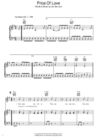 Bon Jovi  score for Piano