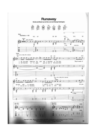 Bon Jovi  score for Guitar