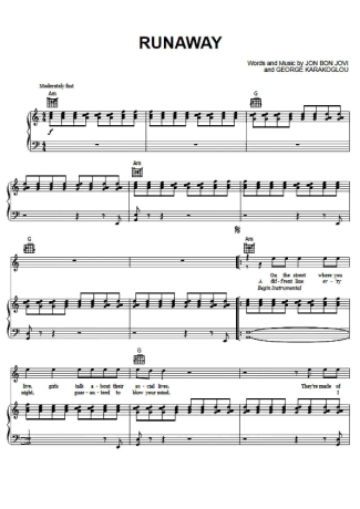 Bon Jovi  score for Piano