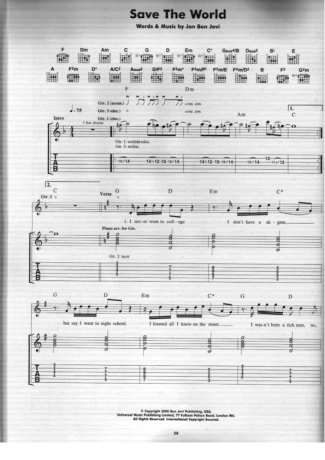 Bon Jovi  score for Guitar