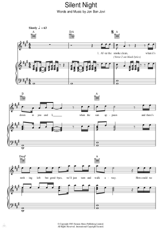 Bon Jovi Silent Night score for Piano