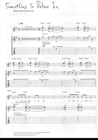 Bon Jovi  score for Guitar