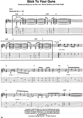 Bon Jovi  score for Guitar