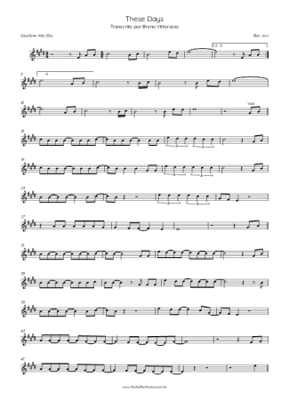 Bon Jovi These Days score for Alto Saxophone