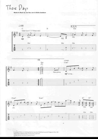 Bon Jovi These Days score for Guitar