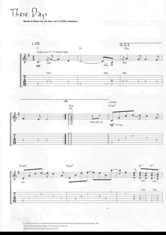 Bon Jovi  score for Guitar