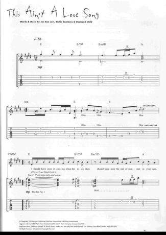 Bon Jovi  score for Guitar