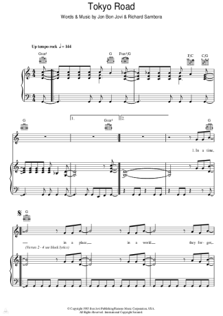 Bon Jovi  score for Piano