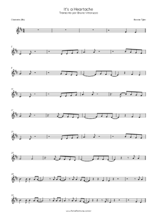 Bonnie Tyler It´s A Heartache score for Clarinet (Bb)
