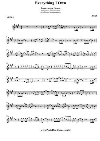 Bread Everything I Know score for Violin