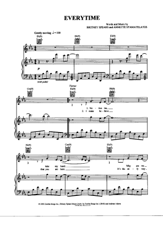 Britney Spears  score for Piano