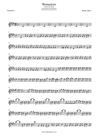 Britney Spears Womanizer score for Clarinet (C)