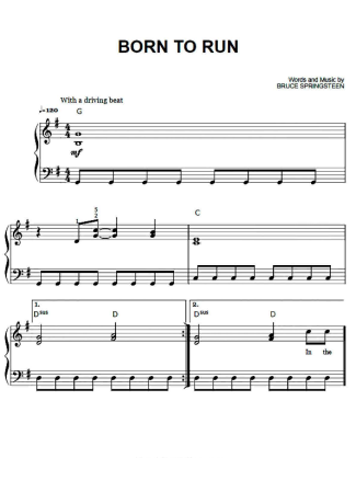 Bruce Springsteen  score for Piano