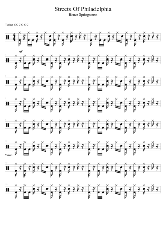 Bruce Springsteen Streets Of Philadelphia score for Drums
