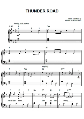 Bruce Springsteen Thunder Road score for Piano