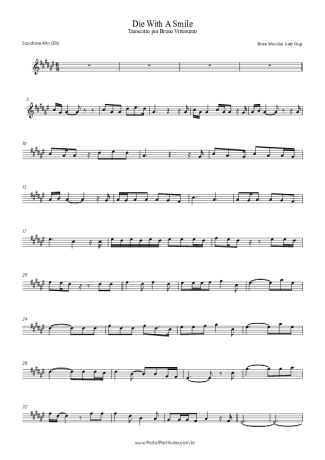 Bruno Mars Die With A Smile score for Alto Saxophone
