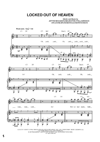 Bruno Mars Locked Out Of Heaven score for Piano