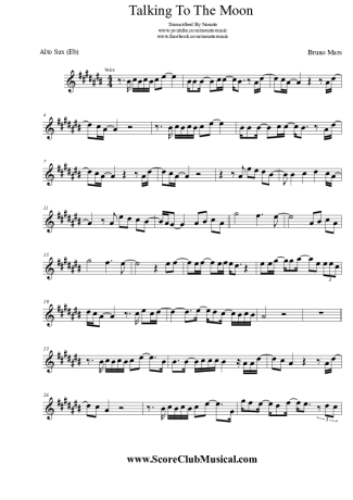 Bruno Mars  score for Alto Saxophone