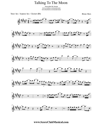Bruno Mars  score for Tenor Saxophone Soprano (Bb)