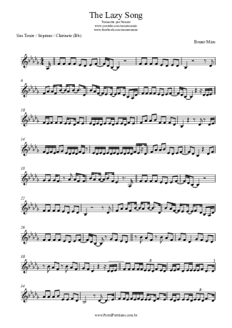 Bruno Mars  score for Clarinet (Bb)