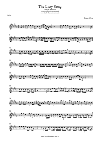 Bruno Mars The Lazy Song score for Harmonica