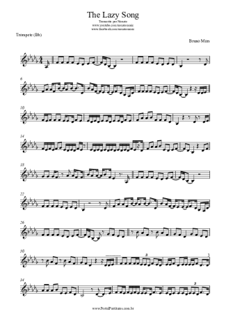 Bruno Mars The Lazy Song score for Trumpet