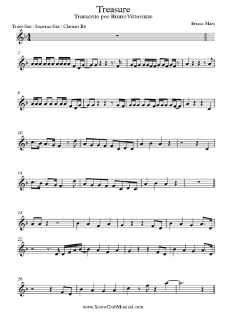 Bruno Mars Treasure score for Clarinet (Bb)