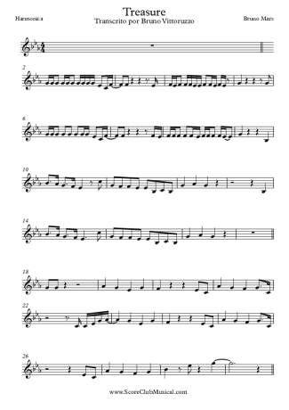 Bruno Mars Treasure score for Harmonica