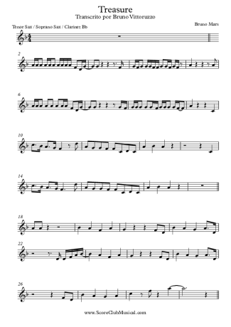 Bruno Mars  score for Tenor Saxophone Soprano (Bb)