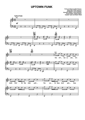 Bruno Mars Uptown Funk score for Piano