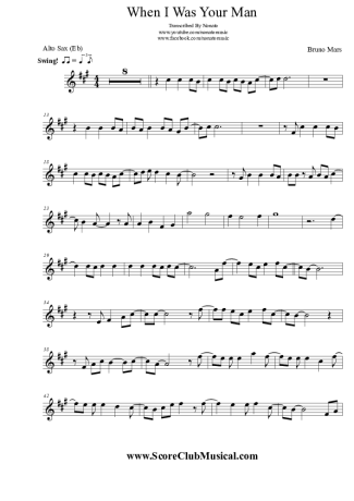 Bruno Mars When I Was Your Man score for Alto Saxophone