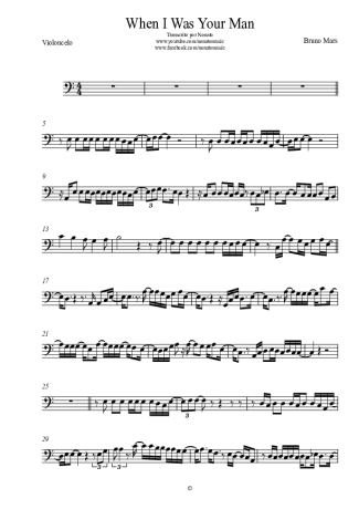Bruno Mars When I Was Your Man score for Cello