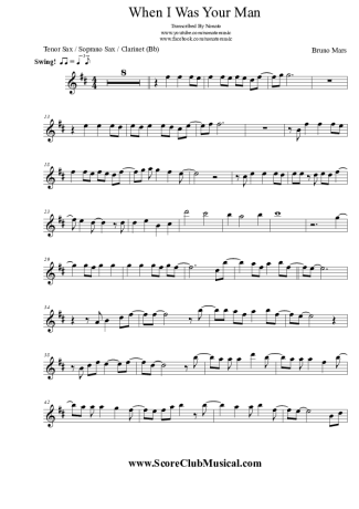 Bruno Mars  score for Clarinet (Bb)