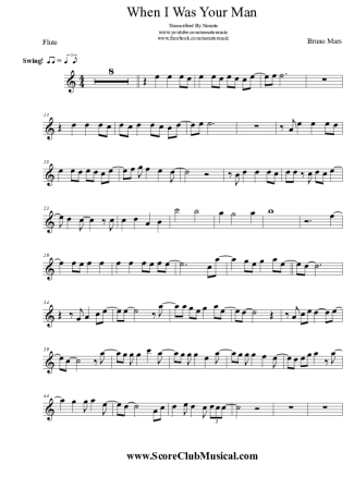 Bruno Mars When I Was Your Man score for Flute