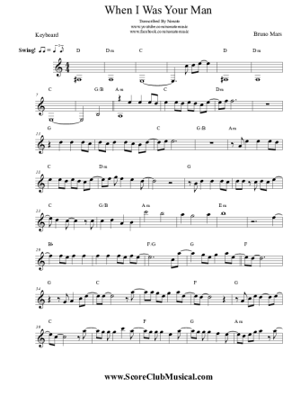 Bruno Mars When I Was Your Man score for Keyboard