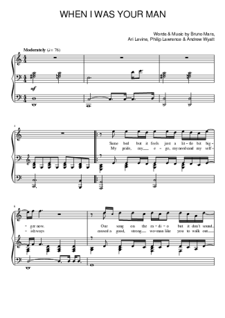 Bruno Mars  score for Piano