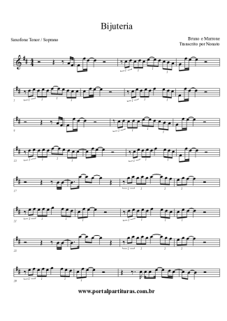 Bruno e Marrone Bijuteria score for Tenor Saxophone Soprano Clarinet (Bb)