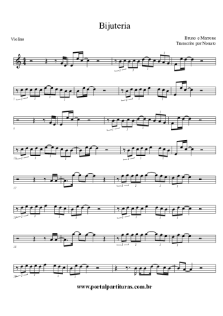 Bruno e Marrone Bijuteria score for Violin
