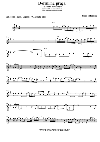 Bruno e Marrone Dormi na Praça score for Tenor Saxophone Soprano (Bb)