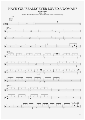 Bryan Adams  score for Drums