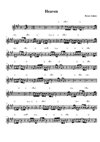 Bryan Adams Heaven score for Alto Saxophone