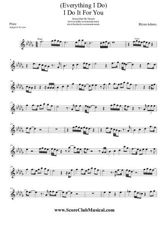Bryan Adams  score for Flute