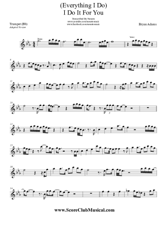 Bryan Adams I Do It For You (Everything I Do) score for Trumpet