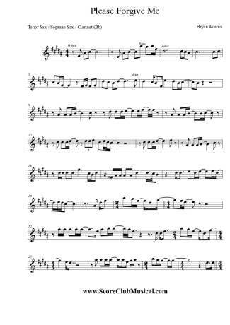 Bryan Adams  score for Clarinet (Bb)