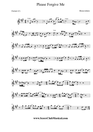 Bryan Adams  score for Clarinet (C)
