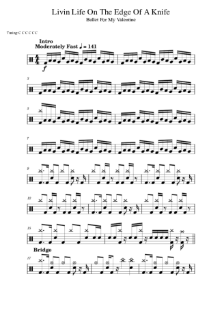 Bullet For My Valentine  score for Drums