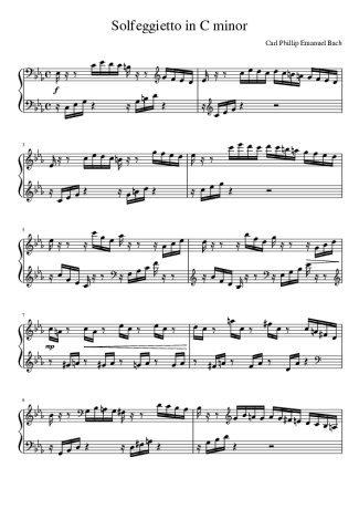 C.P.E Bach Solfeggietto In C Minor score for Piano