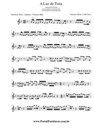 Caetano Veloso A Luz De Tieta score for Clarinet (Bb)