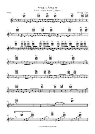 Caetano Veloso Alegria, Alegria score for Acoustic Guitar