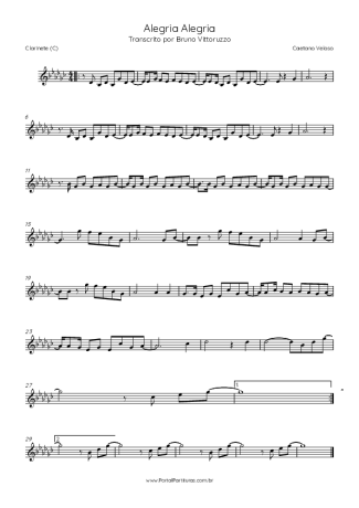 Caetano Veloso Alegria, Alegria score for Clarinet (C)